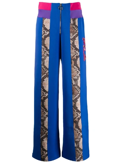 Fila Panelled Logo Wide-leg Trousers In Blue
