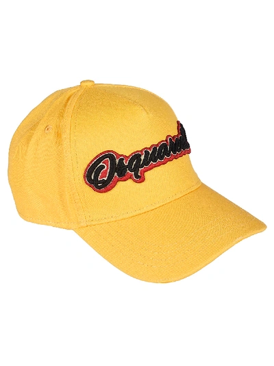 Dsquared2 Embroidered Logo Cap In Giallo