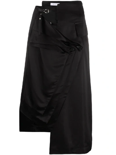 Delada Asymmetrical Wrap Dress In Black