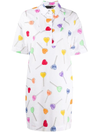 Love Moschino Lolly Print Shirt Dress In White