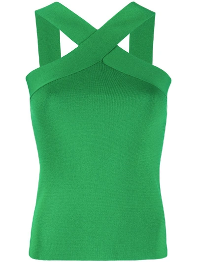P.a.r.o.s.h Crossover Strap Waistcoat Top In Green