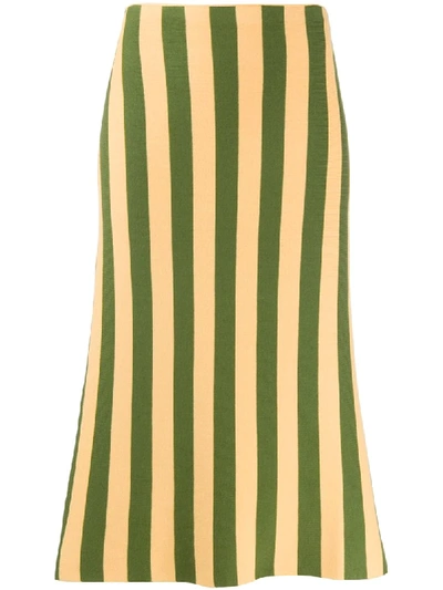 Sunnei Striped Midi Skirt In Green