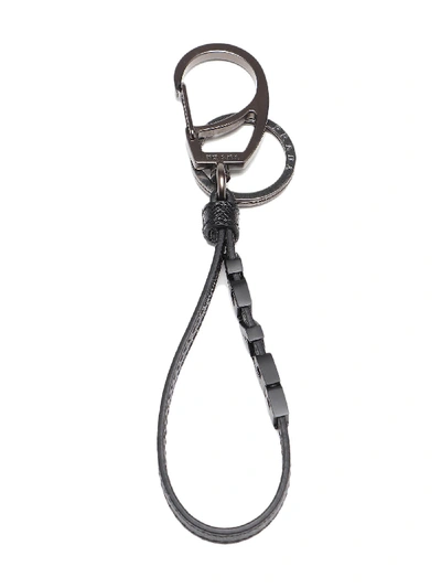 Prada Saffiano Leather Key Holder In Black