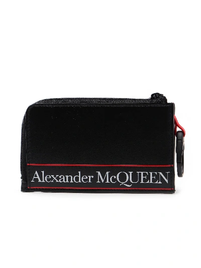 Alexander Mcqueen Large Zip Coin Card In Black/red