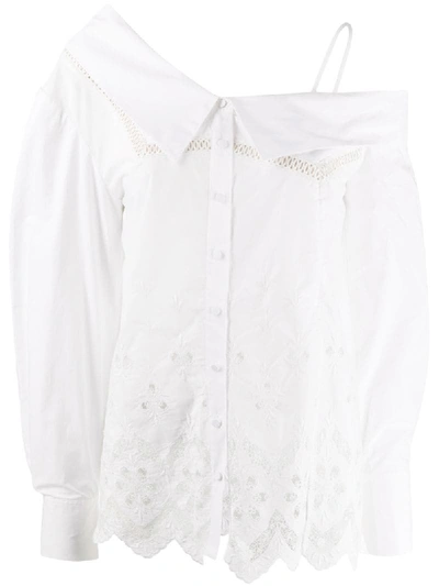 Self-portrait Off-shoulder Cut Out Detail Shirt In White