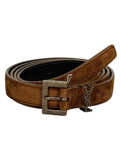 Saint Laurent Monogram Loop Belt In Land