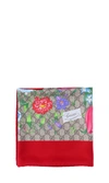 Gucci Gg Flora Print Silk Scarf In Red