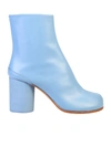Maison Margiela 80mm Tabi Leather Ankle Boots In Blue