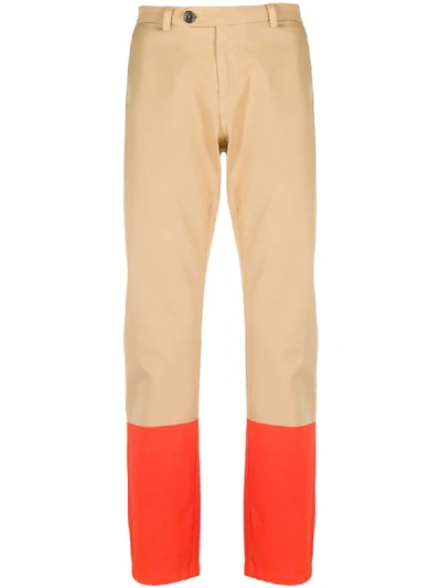 Frankie Morello Colour-block Chino Trousers In Neutrals