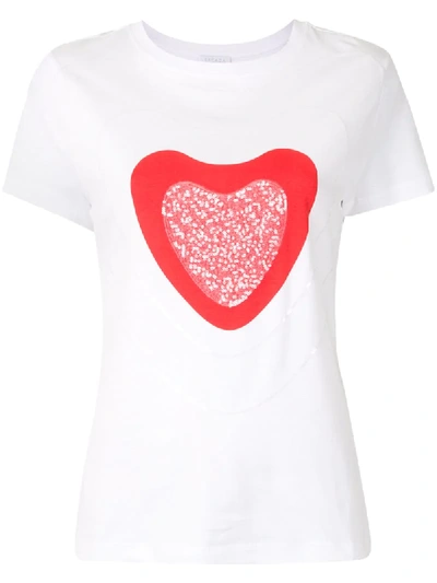 Escada Sport Sequin-embellished Heart Print T-shirt In White