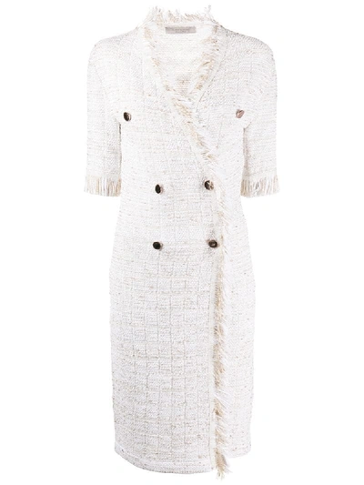 D-exterior Tweed Double-breasted Dress In Neutrals