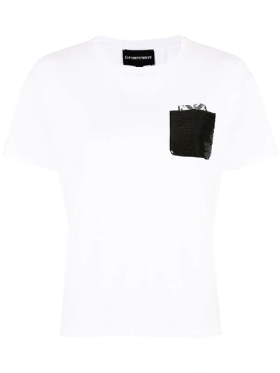 Emporio Armani Glitter Pocket T-shirt In White