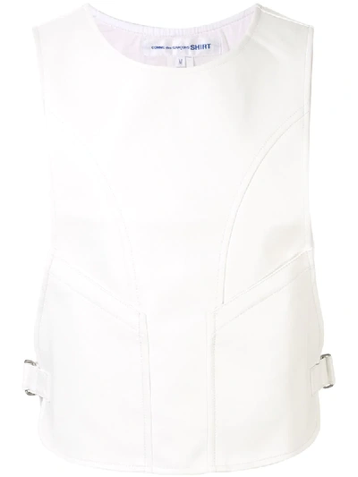 Comme Des Garçons Shirt Buckled Round Neck Waistcoat In White