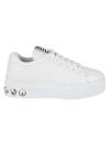 Miu Miu Crystal-embellished Patent-leather Platform Sneakers