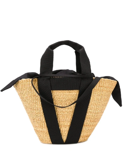 Muun Panelled Basket Tote In Yellow