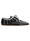 Prada Two-tone Woven Lace-up Shoes In Black + White