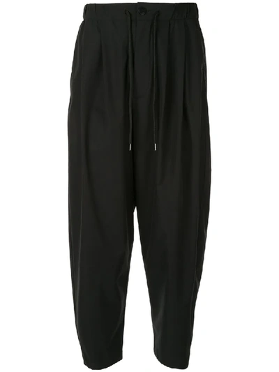 Attachment Drop Crotch Track Trousers In Black