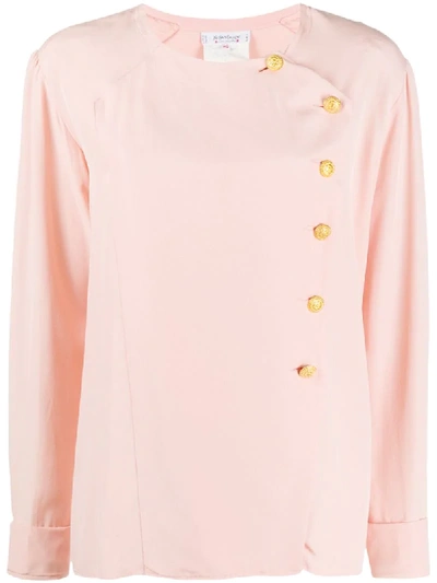 Pre-owned Saint Laurent 1990s Off-centre Buttoned Blouse In Pink