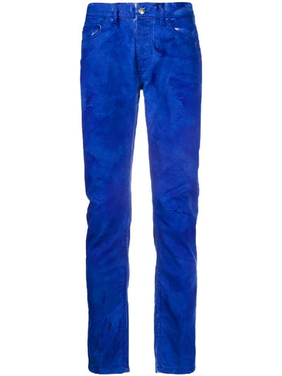 Frankie Morello Distressed Slim-fit Jeans In Blue
