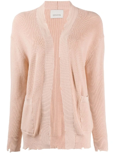 Laneus Distressed Open-front Cardigan In Neutrals