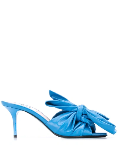 Msgm Bow-embellished 80mm Mules In Blue