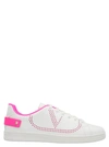 Valentino White & Pink Vlogo Backnet Sneakers In Bianco