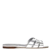 SAINT LAURENT NU PIEDS TRIBUTE 05 SILVER LEATHER SANDALS,11359187