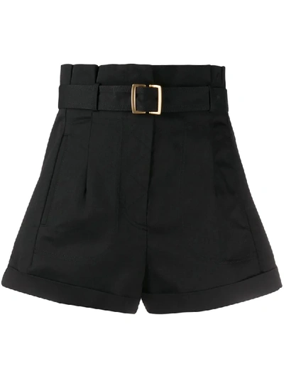 Alberta Ferretti High-waisted Paperbag Shorts In Black
