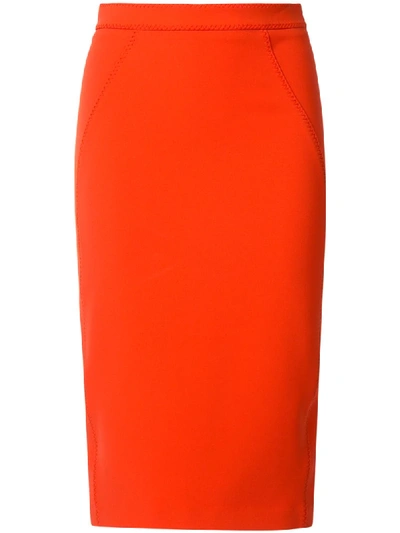 Elisabetta Franchi Fitted Midi Skirt In Red