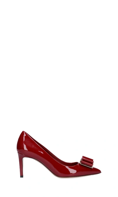 Ferragamo Women's Patent Leather Double-bow Pumps In Red