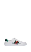 Gucci Ace Embroidered Leather Trainers In White