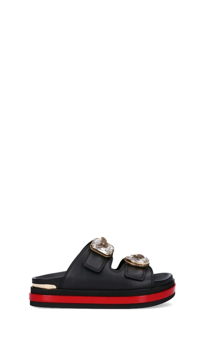 Alexander Mcqueen Trompe L'oeil Bejewelled Slide Sandals In Black