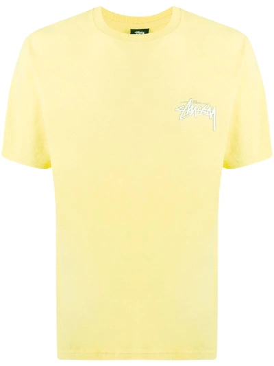 Stussy Tribal Mask Printed T-shirt In Yellow