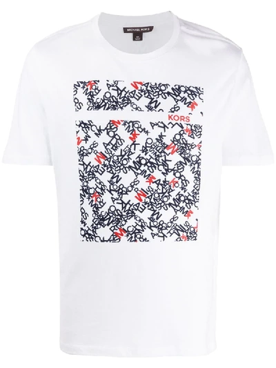 Michael Kors Repeated Logo Print T-shirt In White