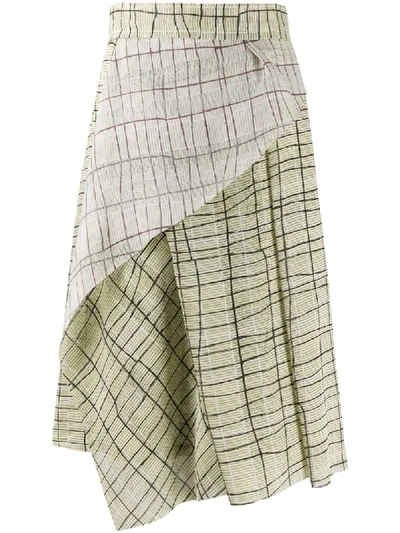 Chalayan Asymmetric Pleated Skirt In Green