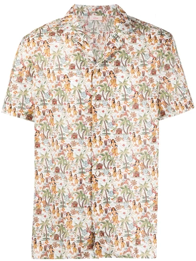 Altea Hawaiian Print Shirt In Neutrals