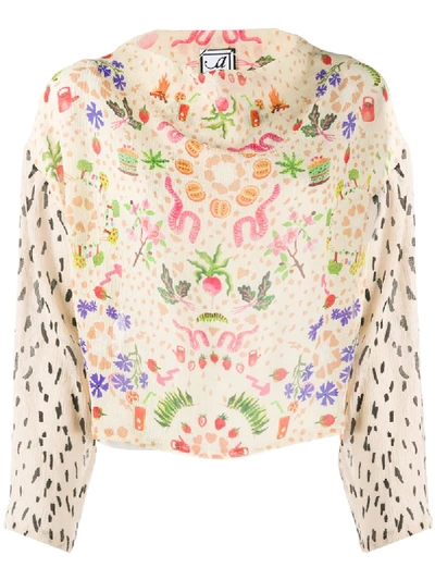 Anntian Harvest Party Print Blouse In Neutrals