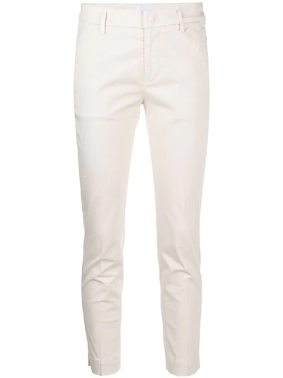Dondup Cropped Slim Fit Trousers In Neutrals