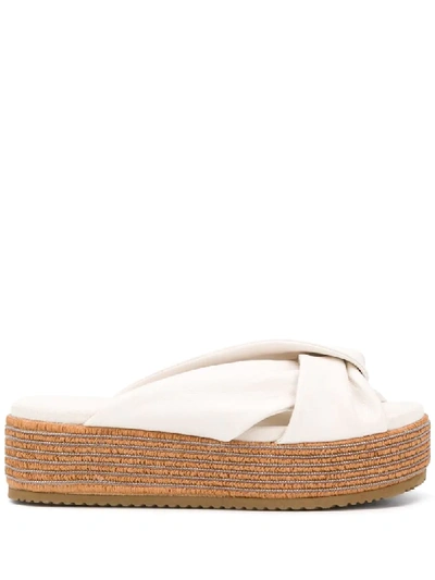 Brunello Cucinelli Knotted Platform Sandals In Neutrals
