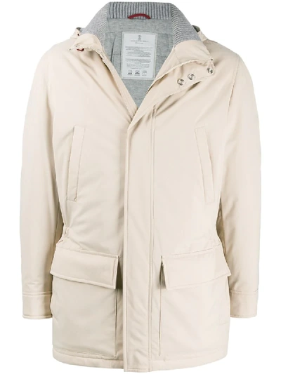 Brunello Cucinelli Hooded Mid-length Parka In Neutrals