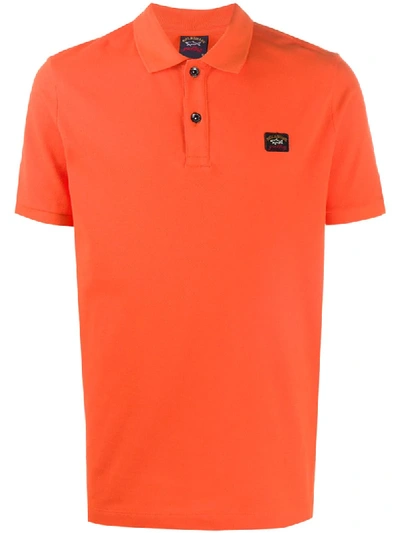 Paul & Shark Logo Polo Shirt In Orange