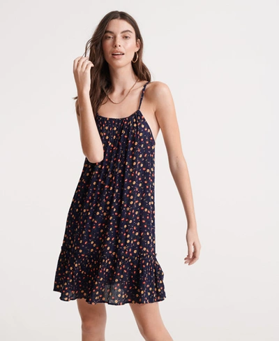 Superdry Daisy Floral Beach Dress In Navy