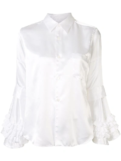 Comme Des Garçons Comme Des Garçons Ruffled Cuffs Satin Shirt In White