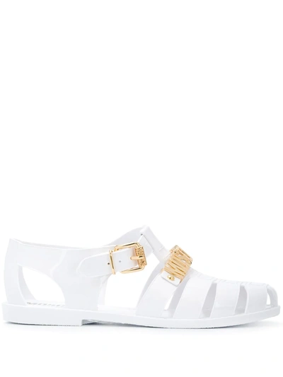 Moschino Logo Jelly Sandals In White