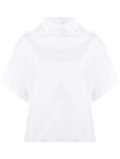 Dušan Popeline Cropped Tunic Top In White