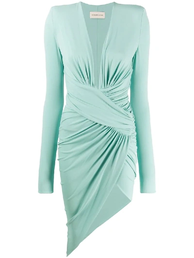 Alexandre Vauthier Asymmetric Gathered Crepe Dress In Green