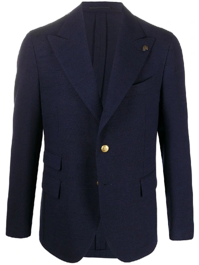 Gabriele Pasini Long Sleeve Woven-detail Blazer In Blue