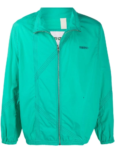 Kenzo Colourblock Zipped Jacket In Mint