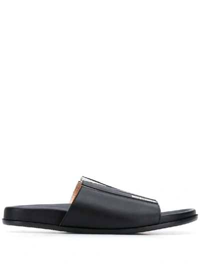 Moschino M Logo Slide Sandals In Black