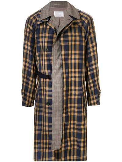 Kolor Layered Checked Print Coat In Multicolour
